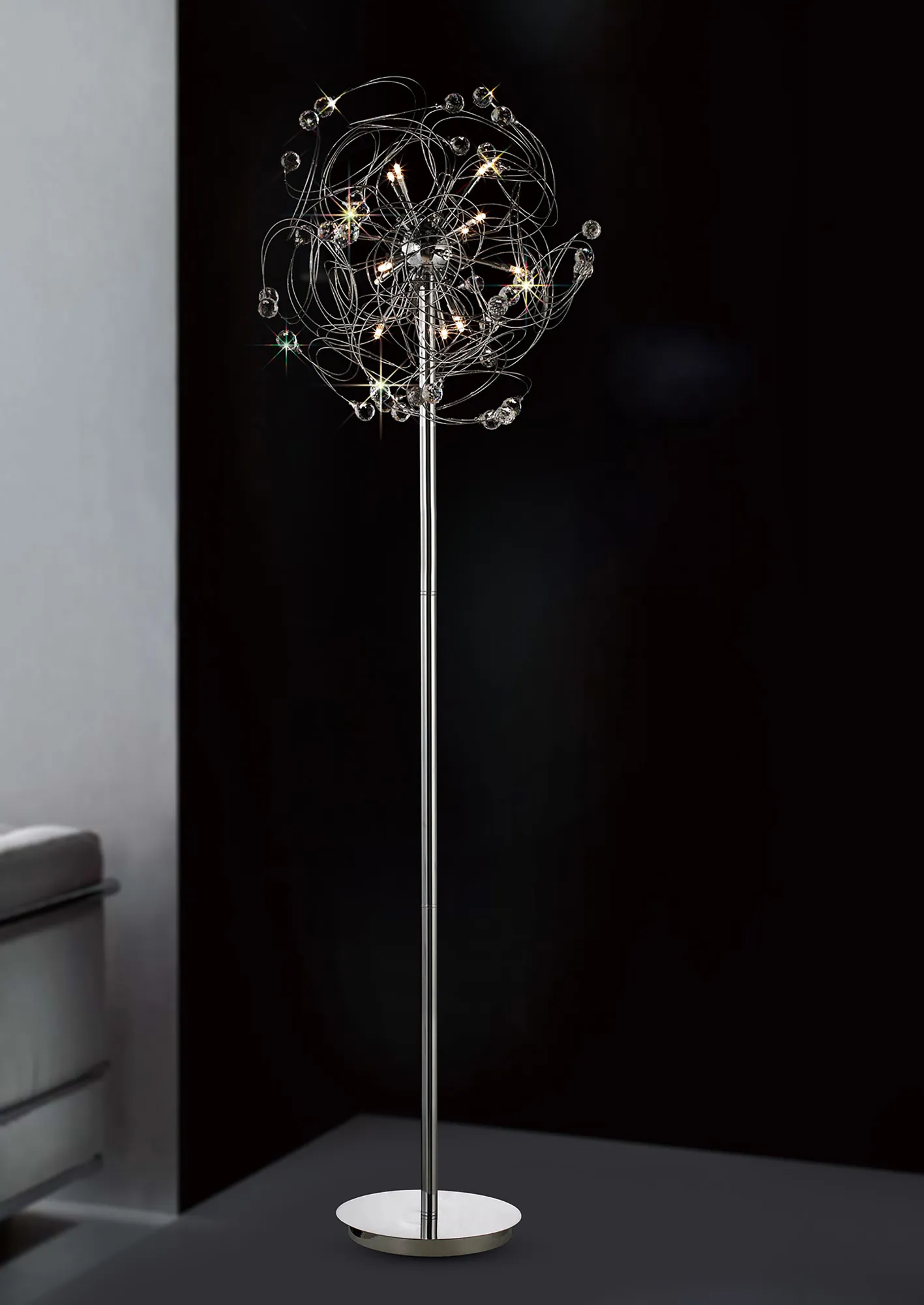 Messe Crystal Floor Lamps Diyas Multi Head Floor Lamps